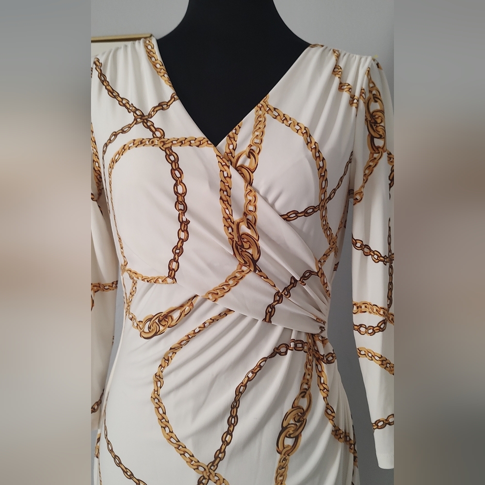 Ralph Lauren dress  Gold Chain  Size 6 Midi Cocktail Read Full Drescription - Picture 4 of 14